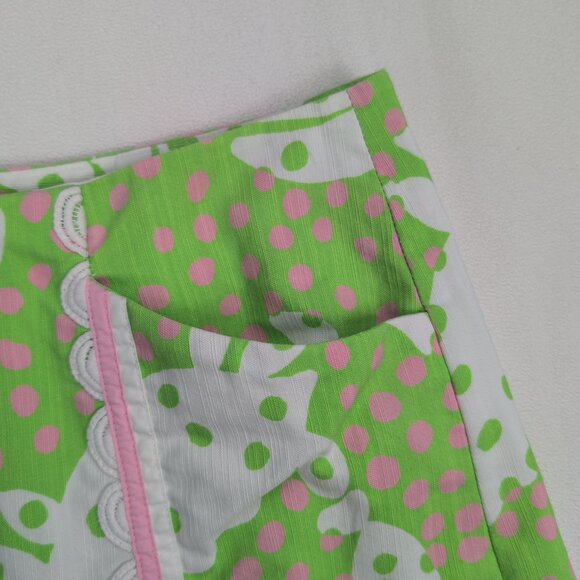 Lilly Pulitzer Green Pink Polka Dot Midi Skirt Size 6 - Picture 7 of 11